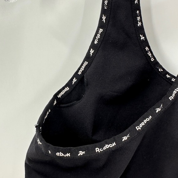 Reebok Black & White Alpha Seamless Racerback Logo Sports Bra Size Large - Picture 4 of 7